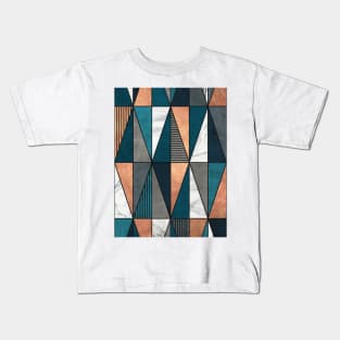 Copper, Marble and Concrete Triangles with Blue Kids T-Shirt